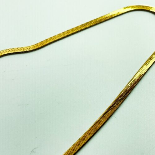 Gold Polished Flat Herringbone Chain